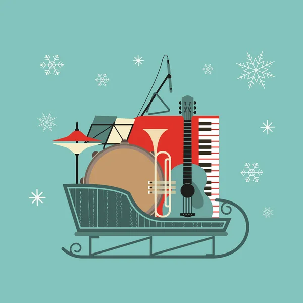 depositphotos 420451776 stock illustration musical instruments christmas sleigh flat