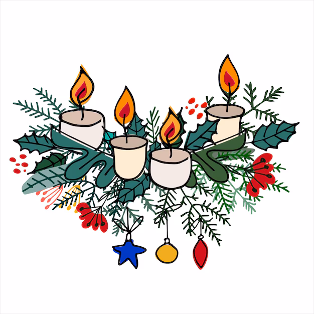 adventskranz mit christbaumzweigen kugeln kerzen und kerzen auf weissem hintergrund 184844 237